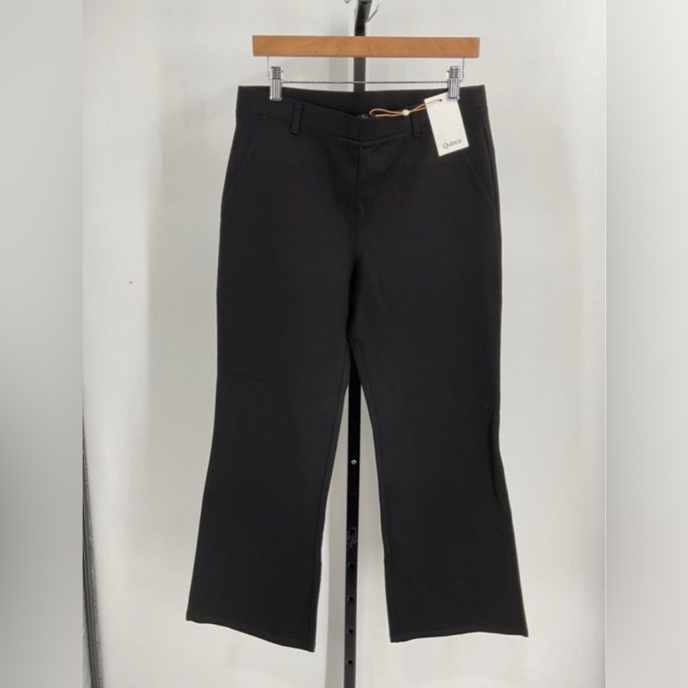 Quince Women's Ultra-Stretch Ponte Bootcut Pant 28" inseam Pants Black L